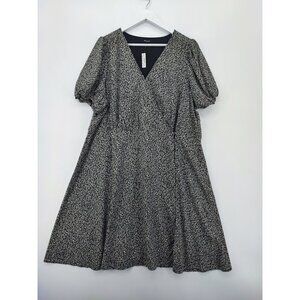 Madewell Women's Tudor Black Floral Wrap Mini Dress Size 16W